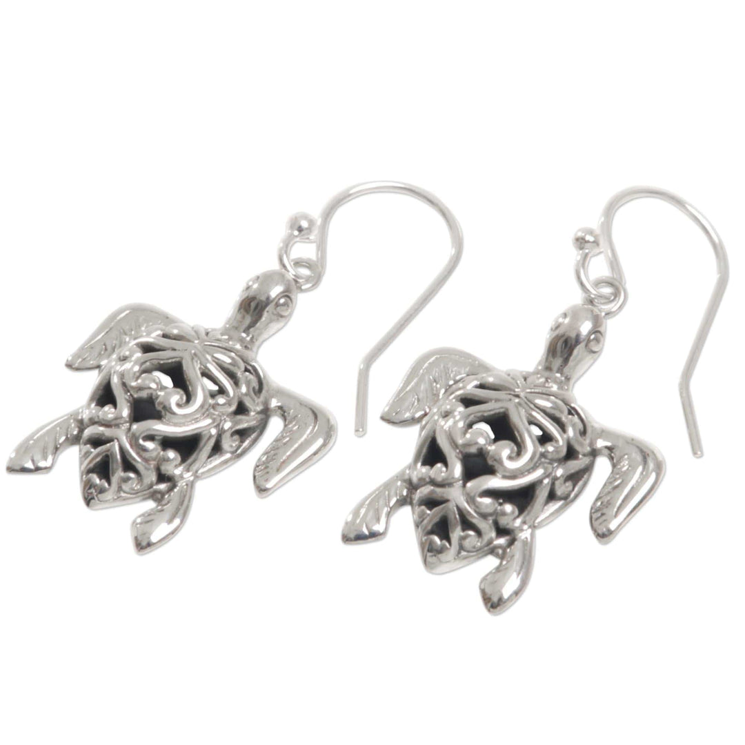 Sterling Silver Turtle Earrings with Enticing Shell Design - Radiant Turtles