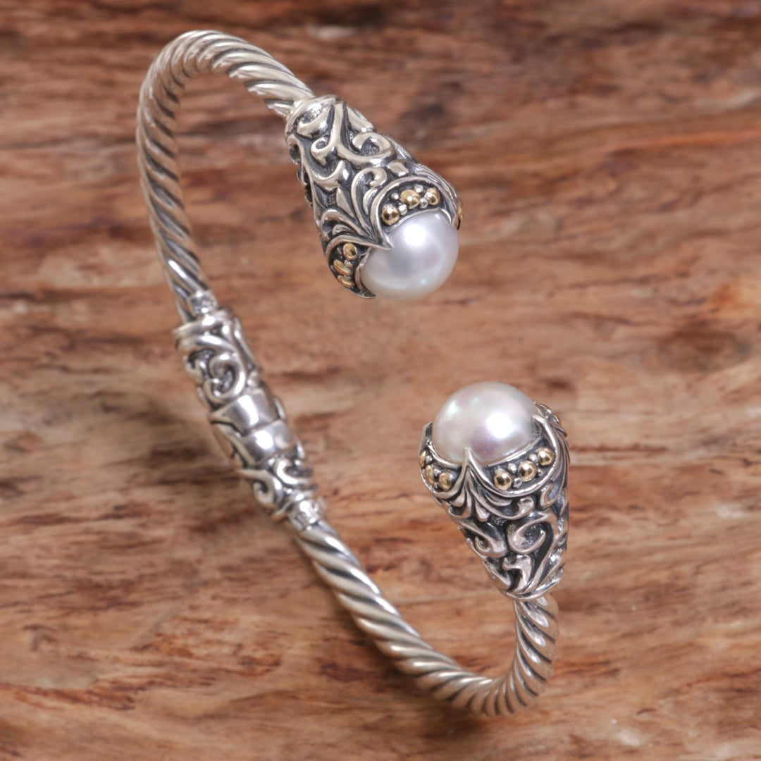Mabe Pearl Sterling SIlver Cuff Bracelet - Twin Moonbeams