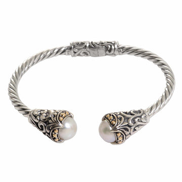 Mabe Pearl Sterling SIlver Cuff Bracelet - Twin Moonbeams