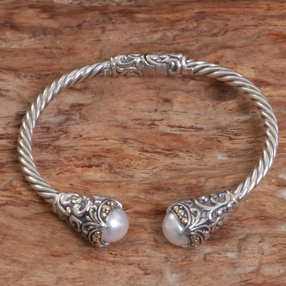 Mabe Pearl Sterling SIlver Cuff Bracelet - Twin Moonbeams