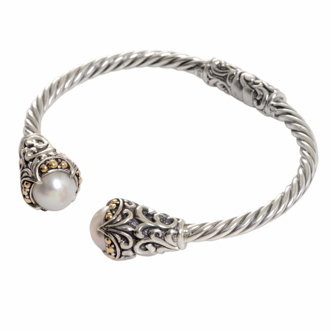 Mabe Pearl Sterling SIlver Cuff Bracelet - Twin Moonbeams