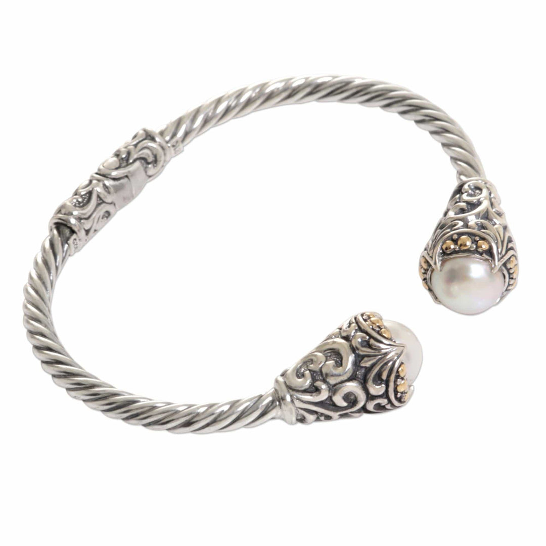Mabe Pearl Sterling SIlver Cuff Bracelet - Twin Moonbeams