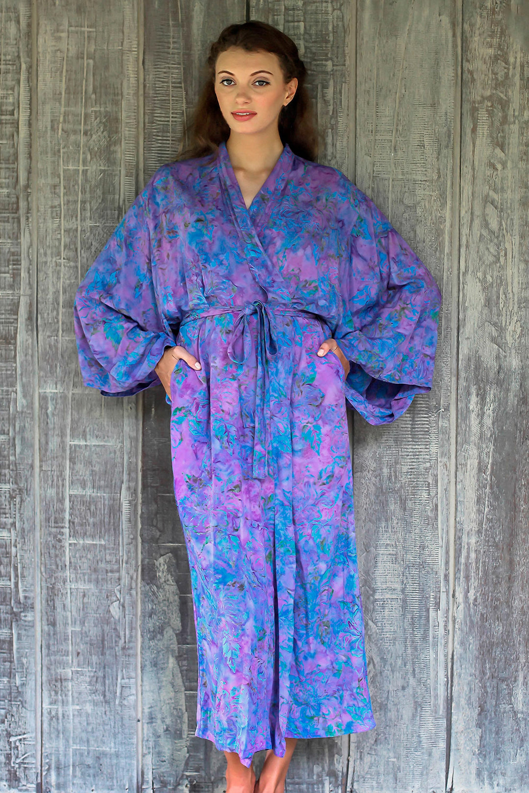Purple Batik Rayon Robe - Purple Mist