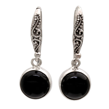 Black Onyx Sterling Silver Earrings - Purity of Moonlight