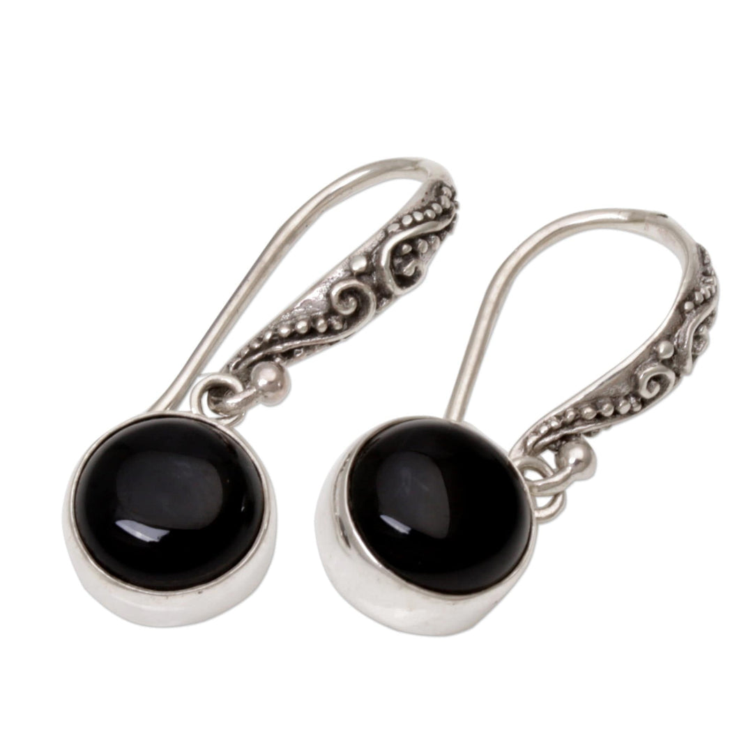 Black Onyx Sterling Silver Earrings - Purity of Moonlight