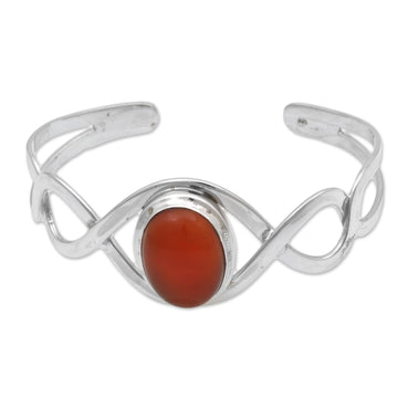 Carnelian and Sterling Silver Cuff Bracelet - DNA in Scarlet