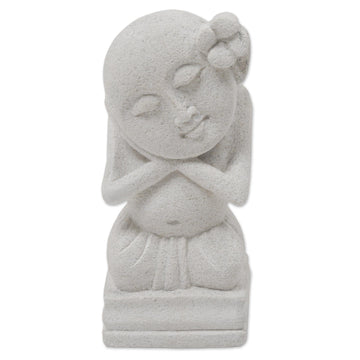 Handmade Sandstone Sculpture from Indonesia - Dreaming Child