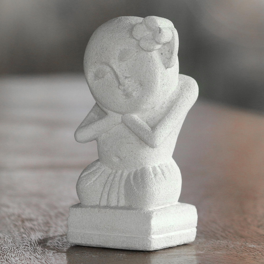 Handmade Sandstone Sculpture from Indonesia - Dreaming Child