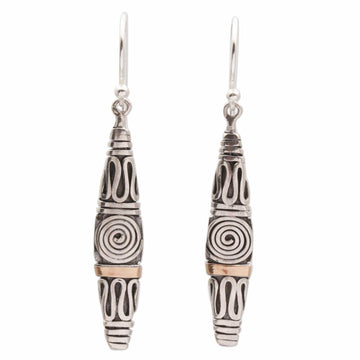 Gold Accent Sterling Silver Dangle Earrings - Spiral Dreams