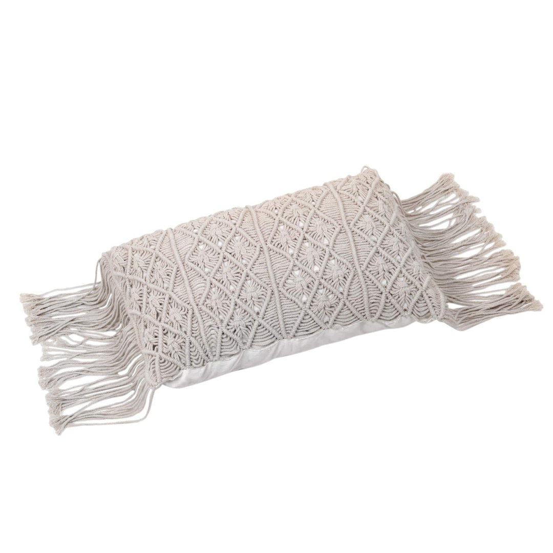 Small Handwoven Cotton Cushion Cover in Ecru - Fisherman's Weave