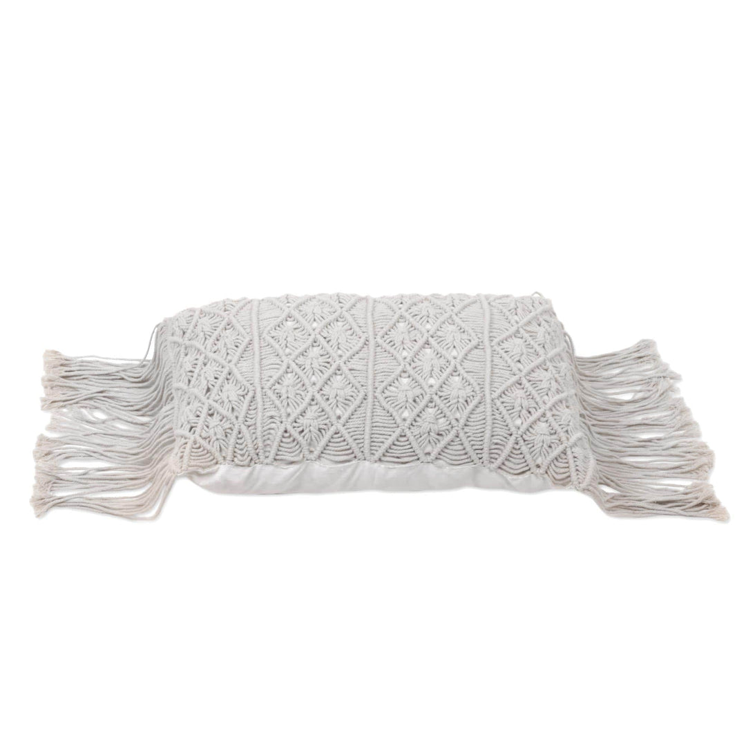 Small Handwoven Cotton Cushion Cover in Ecru - Fisherman's Weave