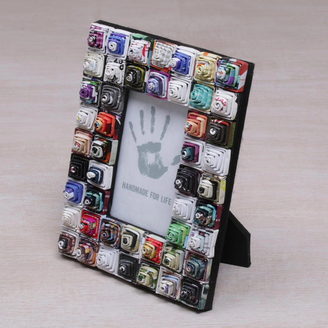3x5 Recycled Paper Photo Frame with Multicolored Squares - Square Shrines
