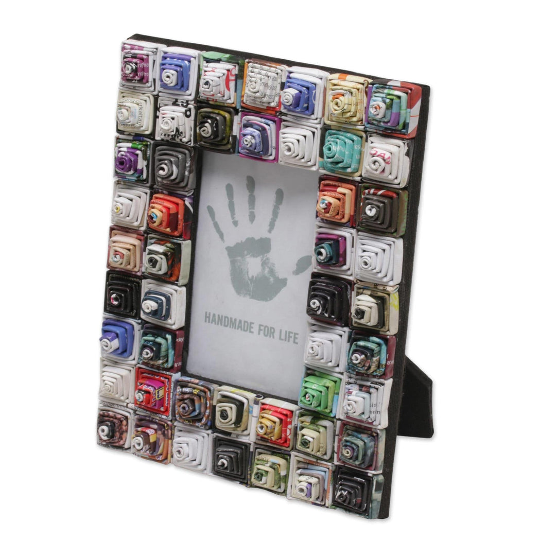 3x5 Recycled Paper Photo Frame with Multicolored Squares - Square Shrines