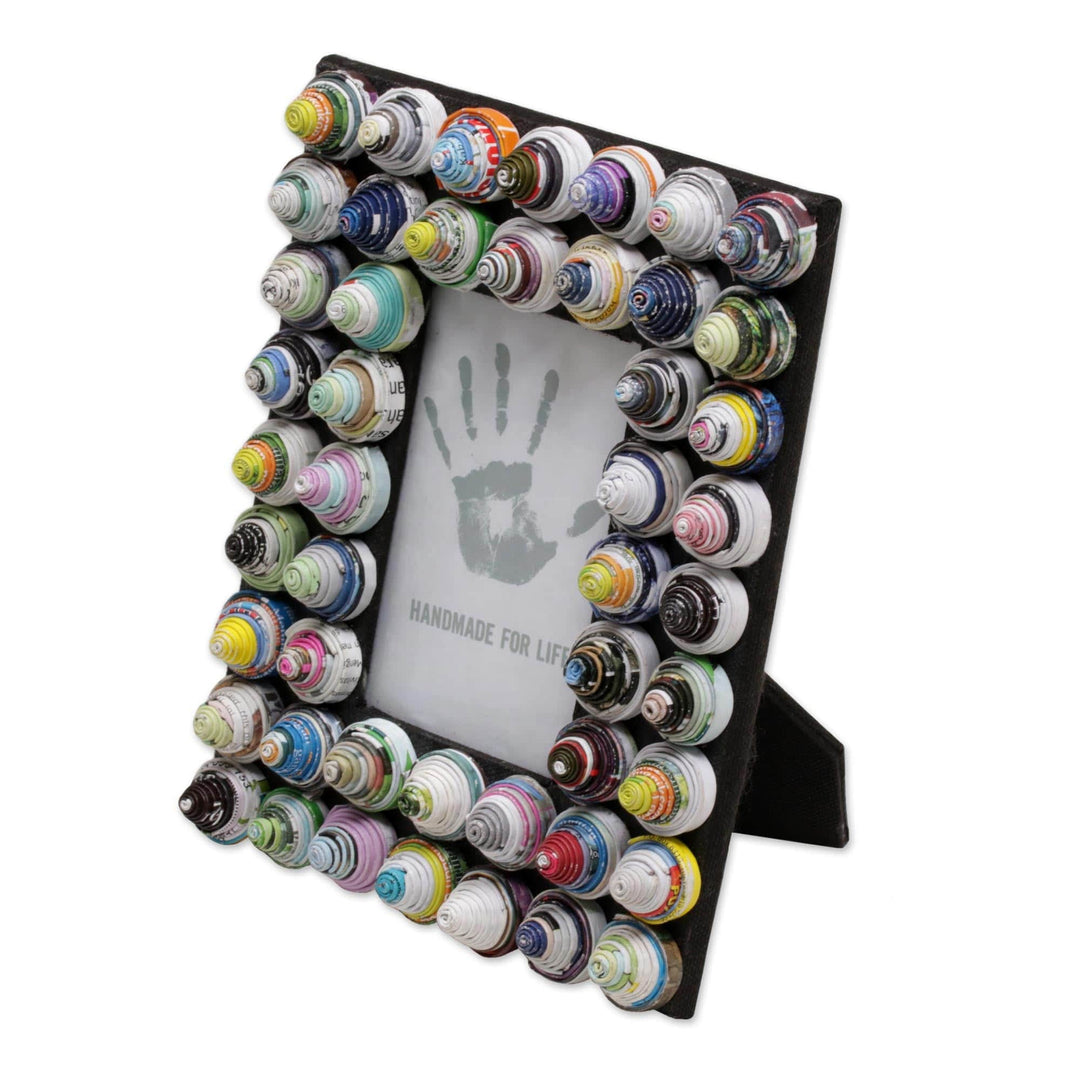 3x5 Recycled Paper Photo Frame with Circle Motifs - Colorful Shrines