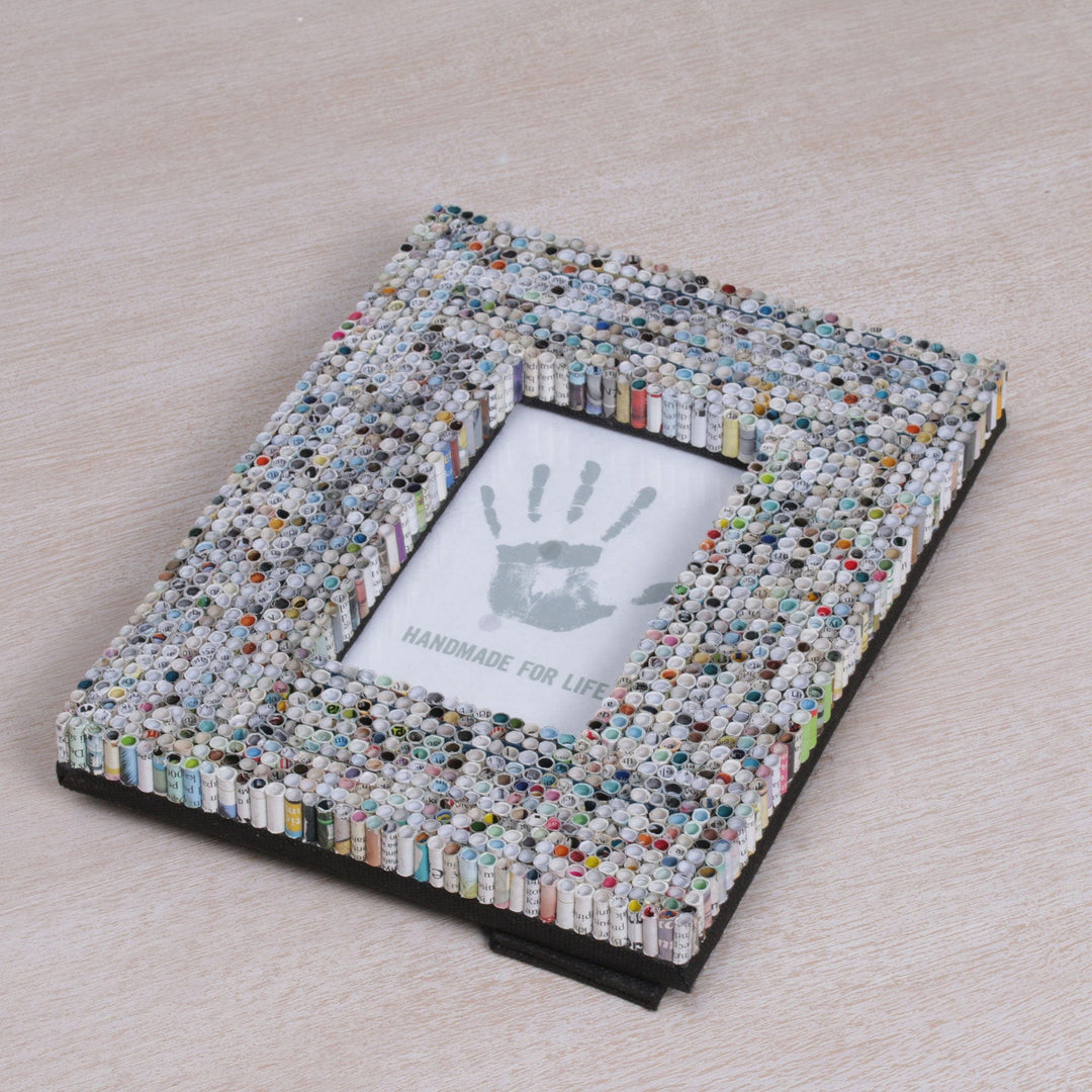 Recycled Paper Multicolored Photo Frame 3x5 - Straw Memories