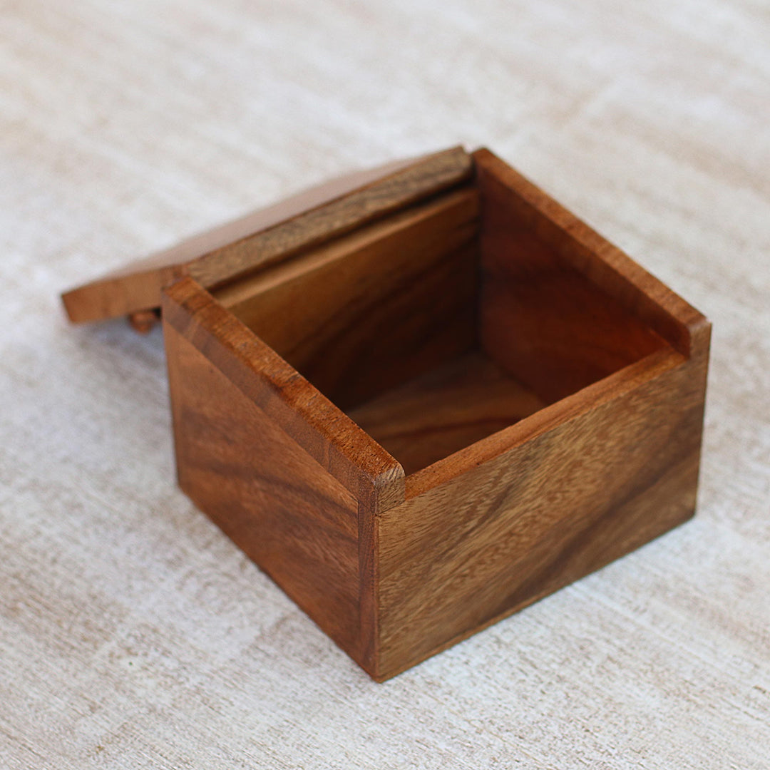 Handcrafted Suar Wood Gecko Decorative Box - Protective Gecko