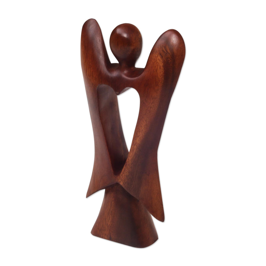 Hand Carved Wood Figurine of an Angel with Heart Feature - Heart of an Angel