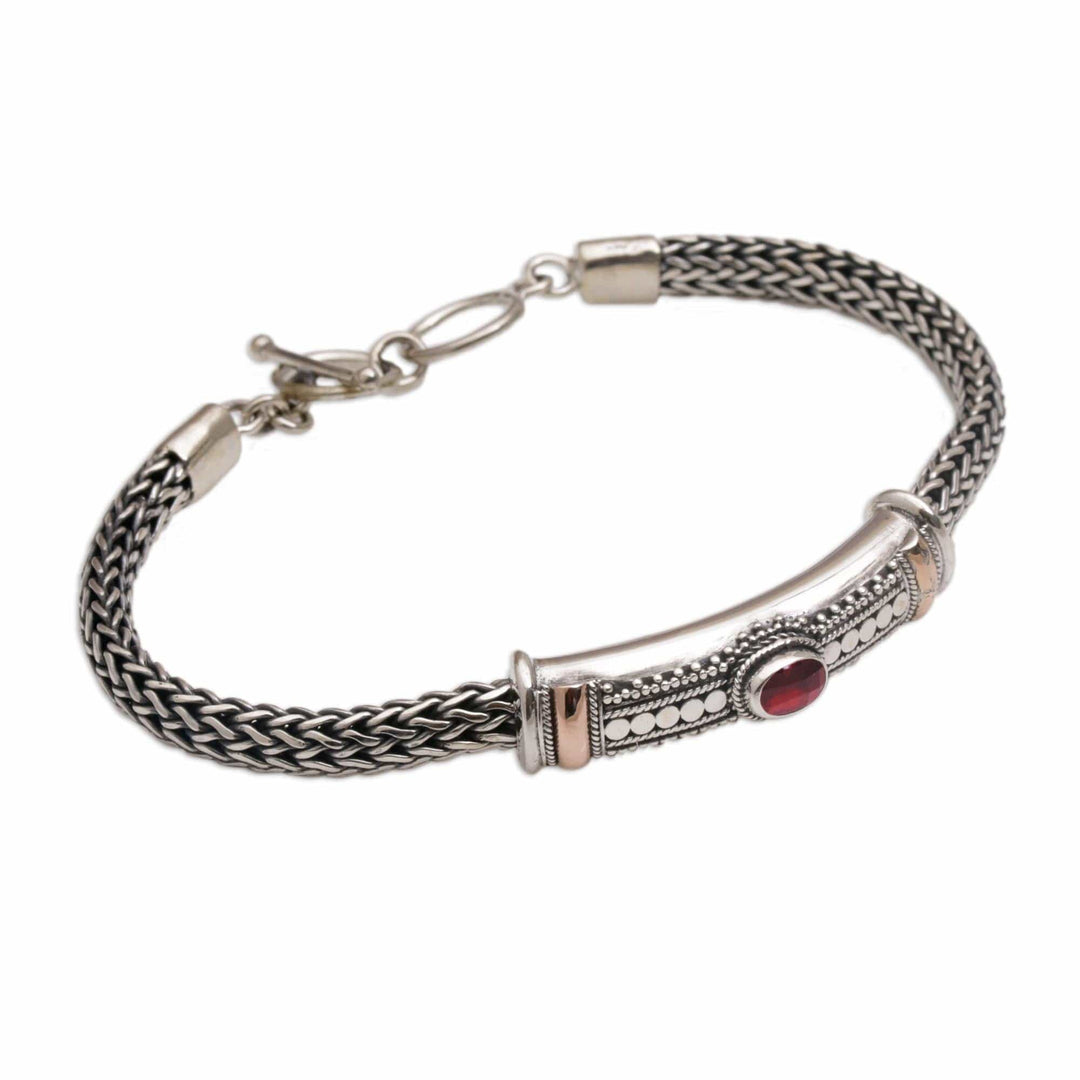 Gold Accent Silver Garnet Pendant Bracelet - Center of Hope