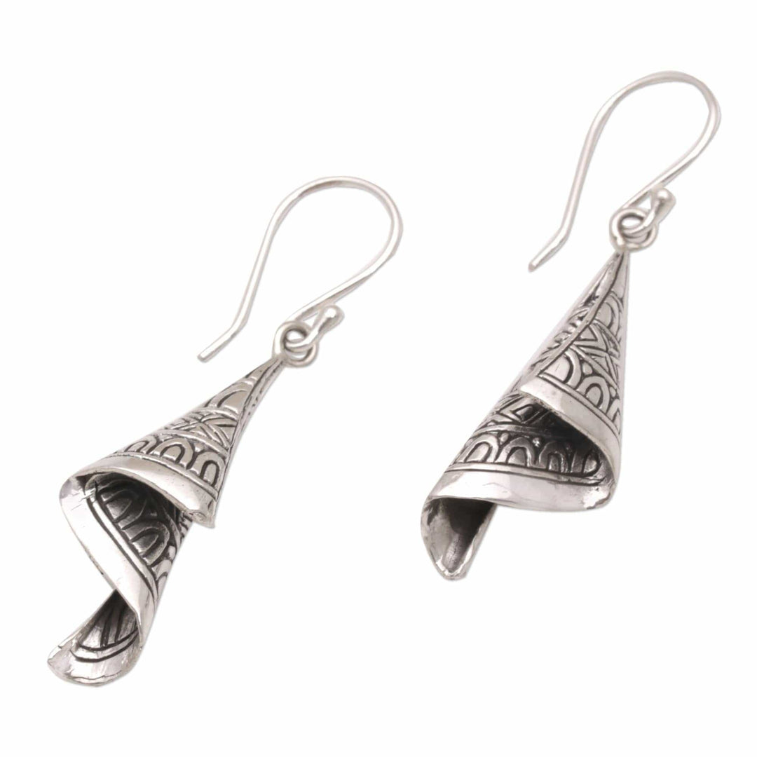 Sterling Silver Cultural Dangle Earrings - Shining Songket