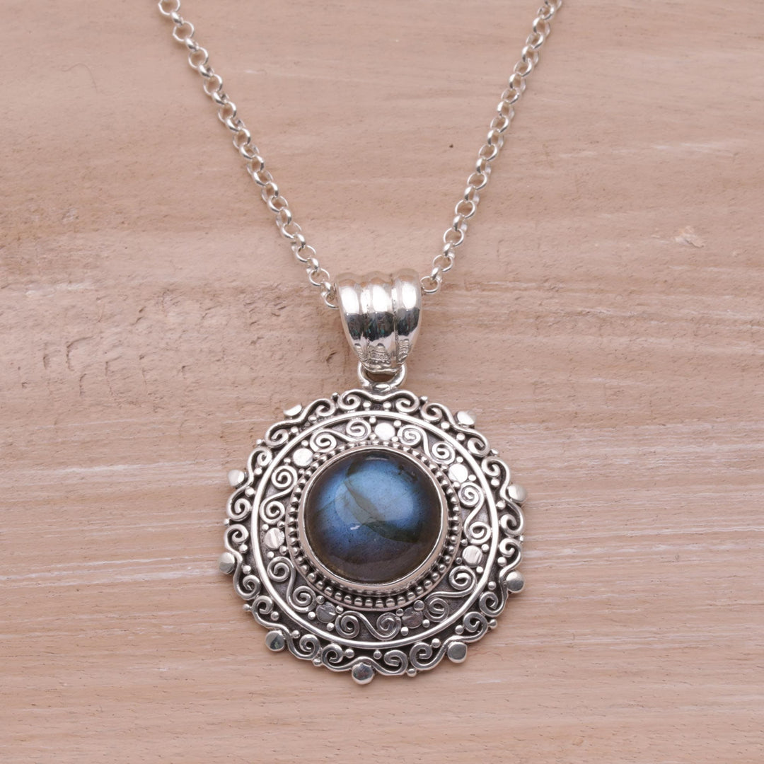 Labradorite and Sterling Silver Pendant Necklace - Frangipani Secrets