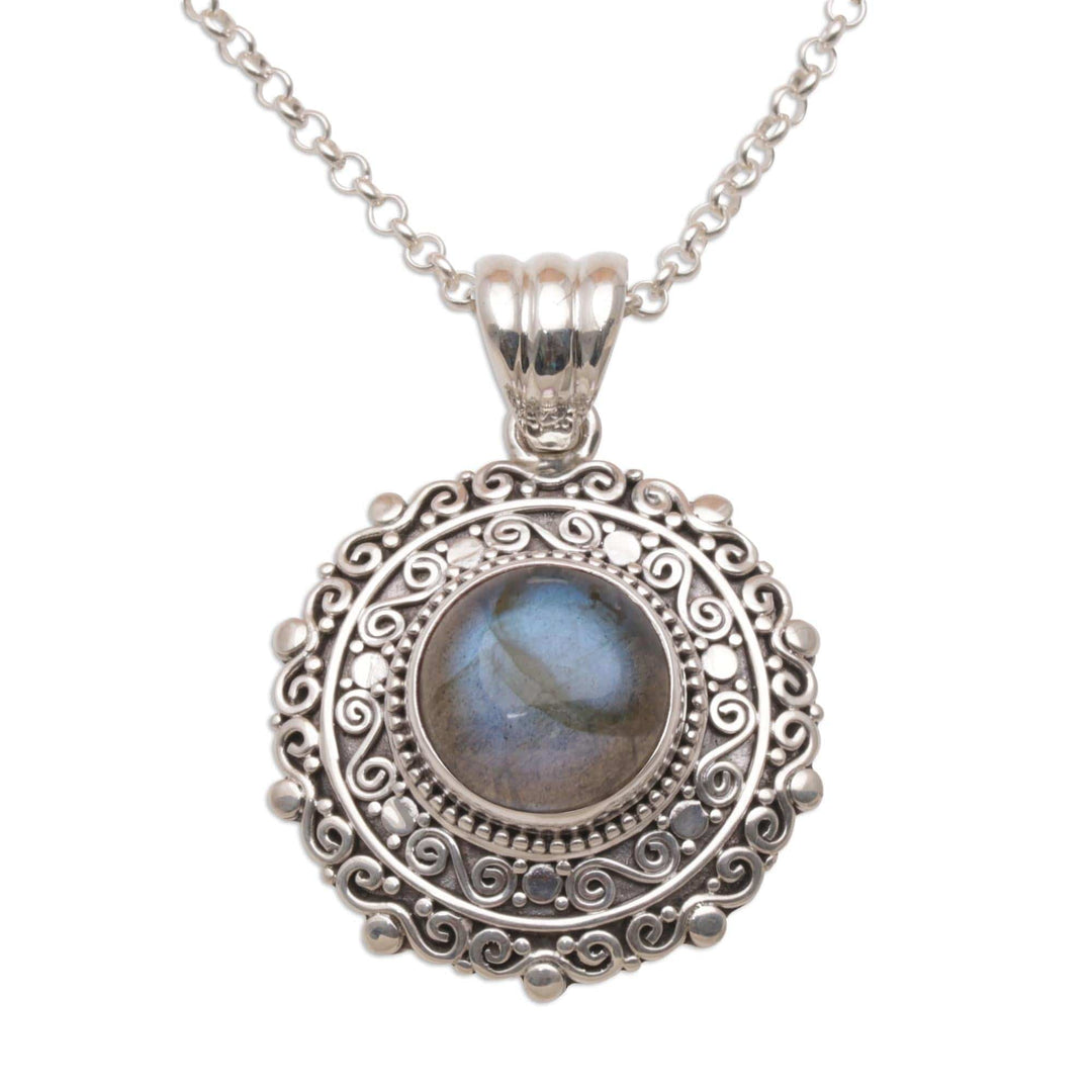 Labradorite and Sterling Silver Pendant Necklace - Frangipani Secrets