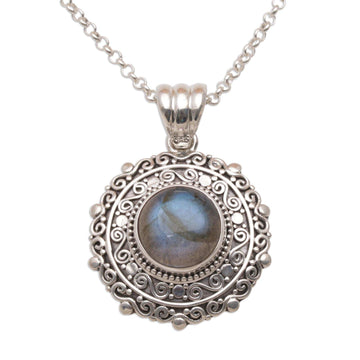 Labradorite and Sterling Silver Pendant Necklace - Frangipani Secrets