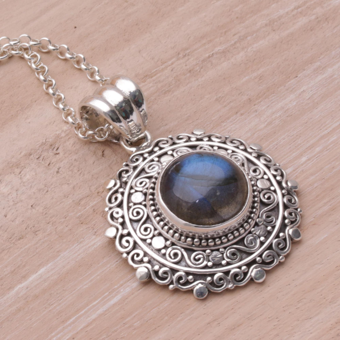Labradorite and Sterling Silver Pendant Necklace - Frangipani Secrets