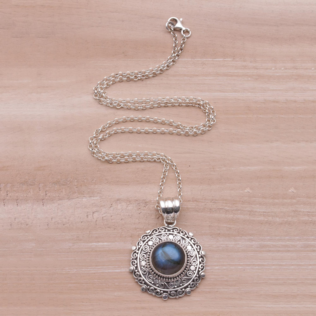 Labradorite and Sterling Silver Pendant Necklace - Frangipani Secrets