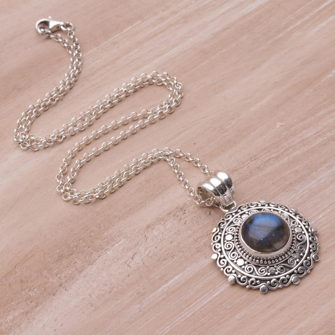Labradorite and Sterling Silver Pendant Necklace - Frangipani Secrets