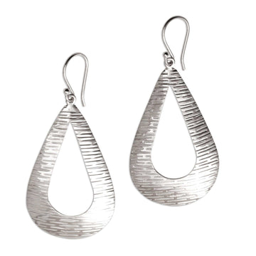 Handcrafted Sterling Silver Drop Shaped Dangle Earrings - Silver Gleam