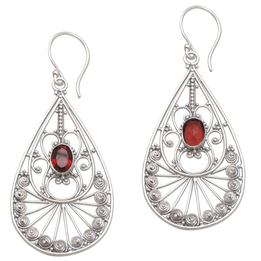 Garnet and Sterling Silver Dangle Earrings - Divine Tears