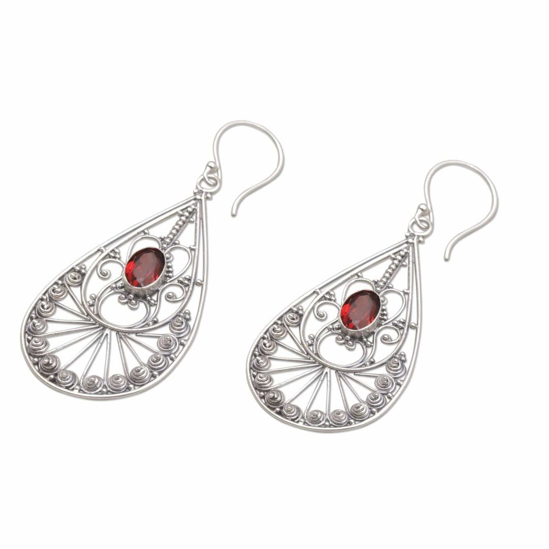 Garnet and Sterling Silver Dangle Earrings - Divine Tears