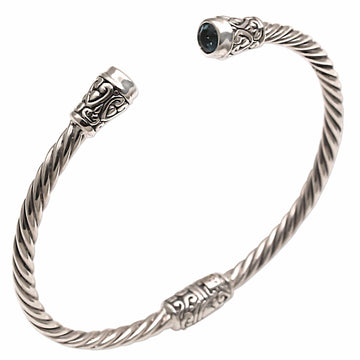 Blue Topaz and Sterling Silver Cuff Bracelet - Spiral Temple