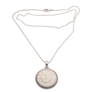 Sterling Silver and Bone Sun and Moon Necklace - Stellar Lovers