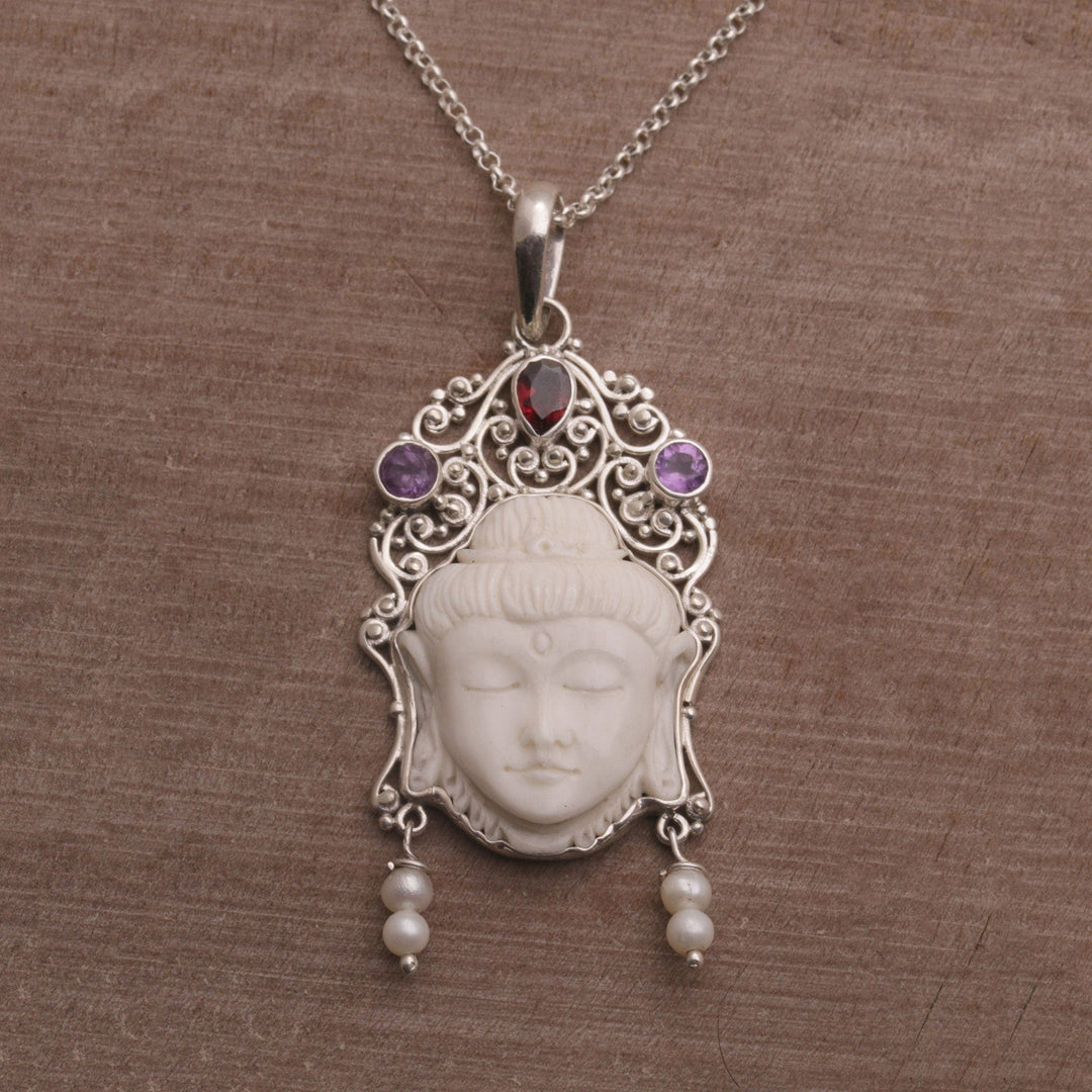 Multi-Gemstone Sterling Silver Buddha Necklace - Buddha's Earrings