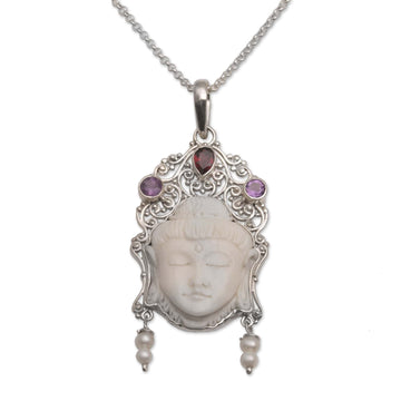 Multi-Gemstone Sterling Silver Buddha Necklace - Buddha's Earrings