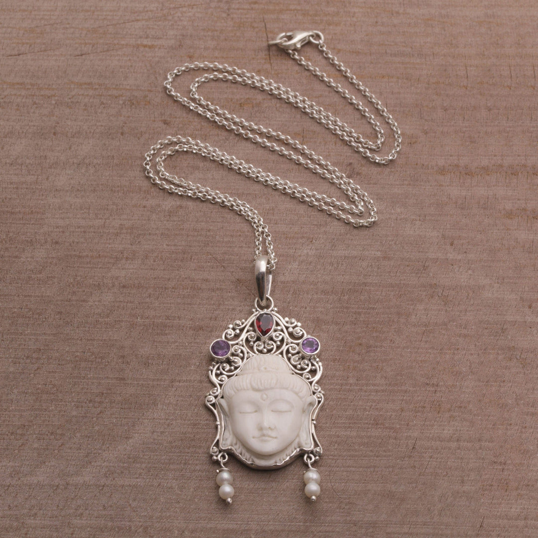 Multi-Gemstone Sterling Silver Buddha Necklace - Buddha's Earrings