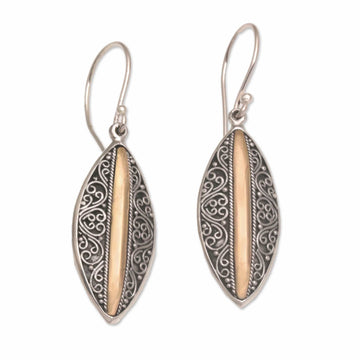 Sterling Silver Dangle Earrings with 18k Gold Accents - Luminous Shields