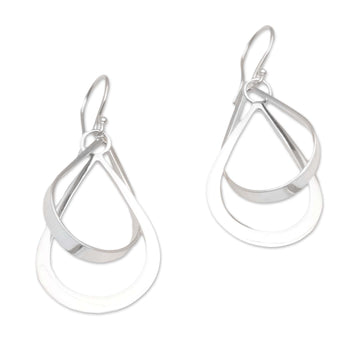 Polished Sterling Silver Drop-Shaped Earrings - Droplet Ribbons