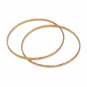 2 Gold Plated Slim Half Hoop Bangle Bracelets - Slim Radiant Shine