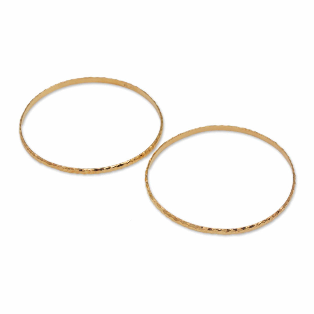 2 Gold Plated Slim Half Hoop Bangle Bracelets - Slim Radiant Shine