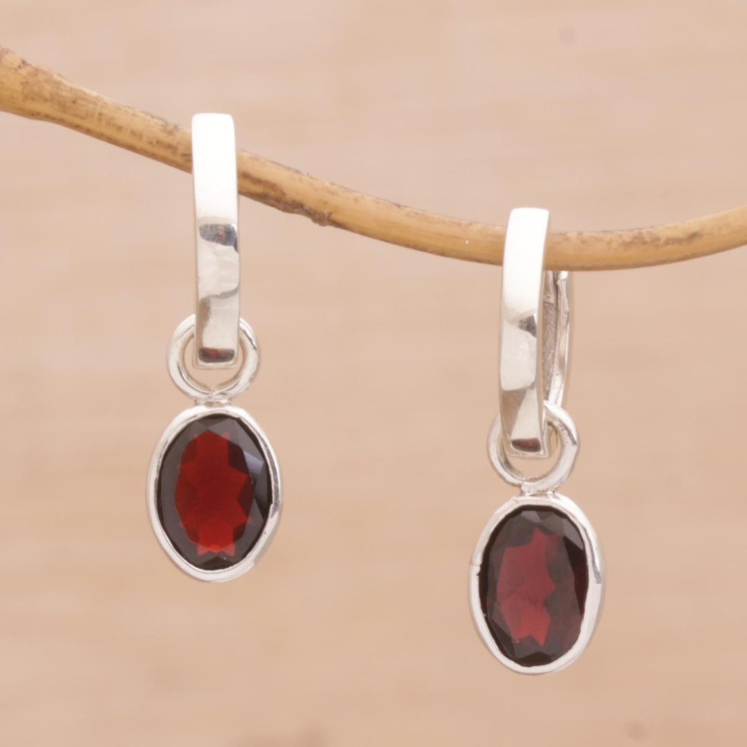 Versatile Garnet Hoop Earrings with Sterling Silver - Out of the Loop