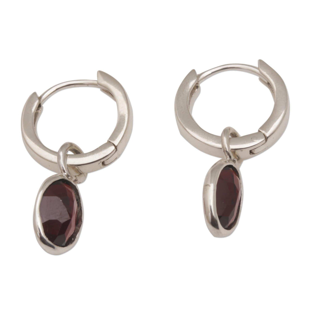 Versatile Garnet Hoop Earrings with Sterling Silver - Out of the Loop