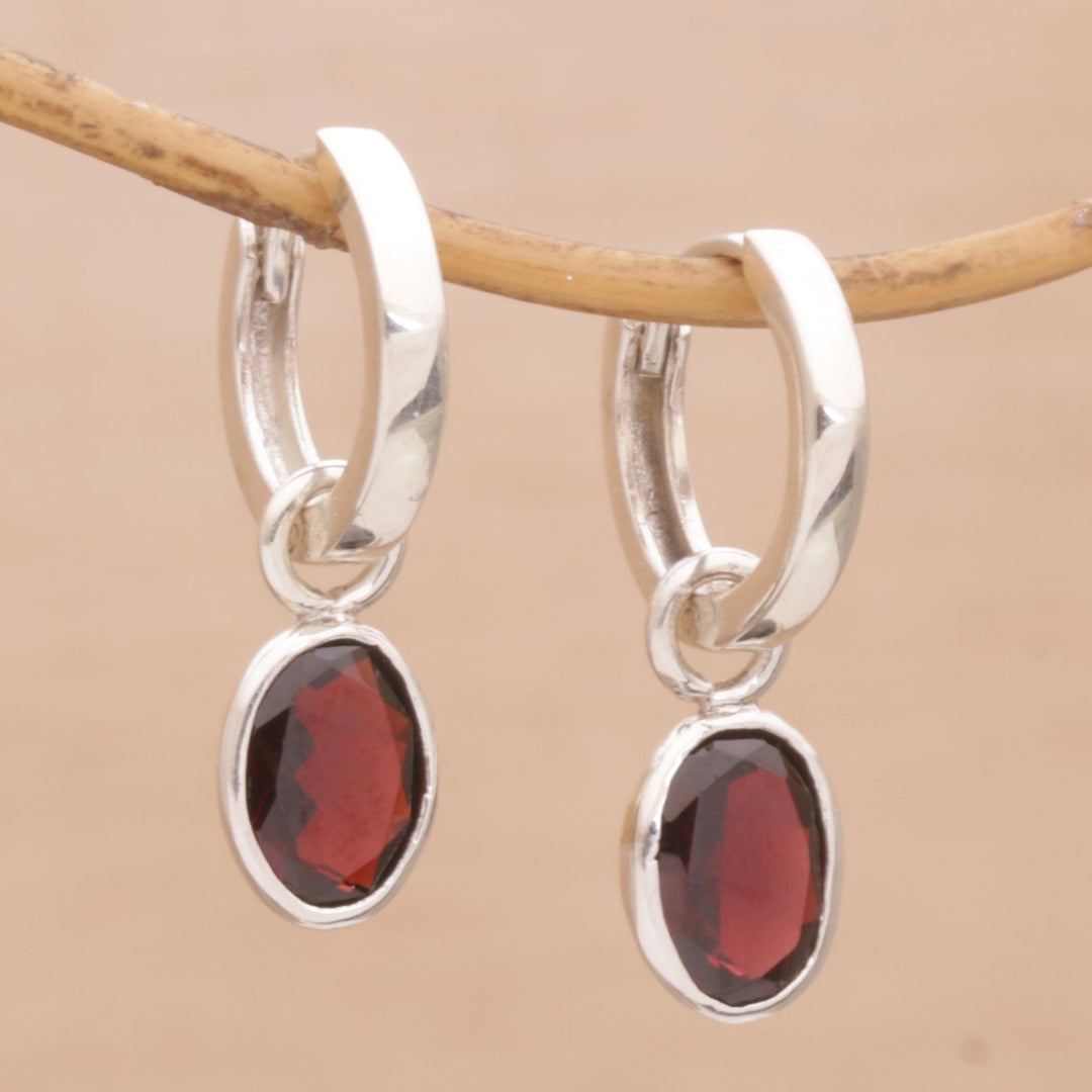Versatile Garnet Hoop Earrings with Sterling Silver - Out of the Loop