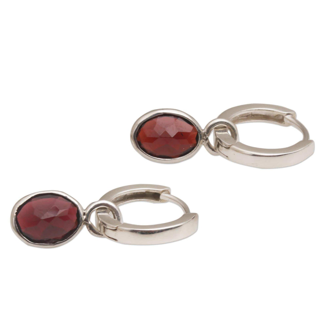 Versatile Garnet Hoop Earrings with Sterling Silver - Out of the Loop