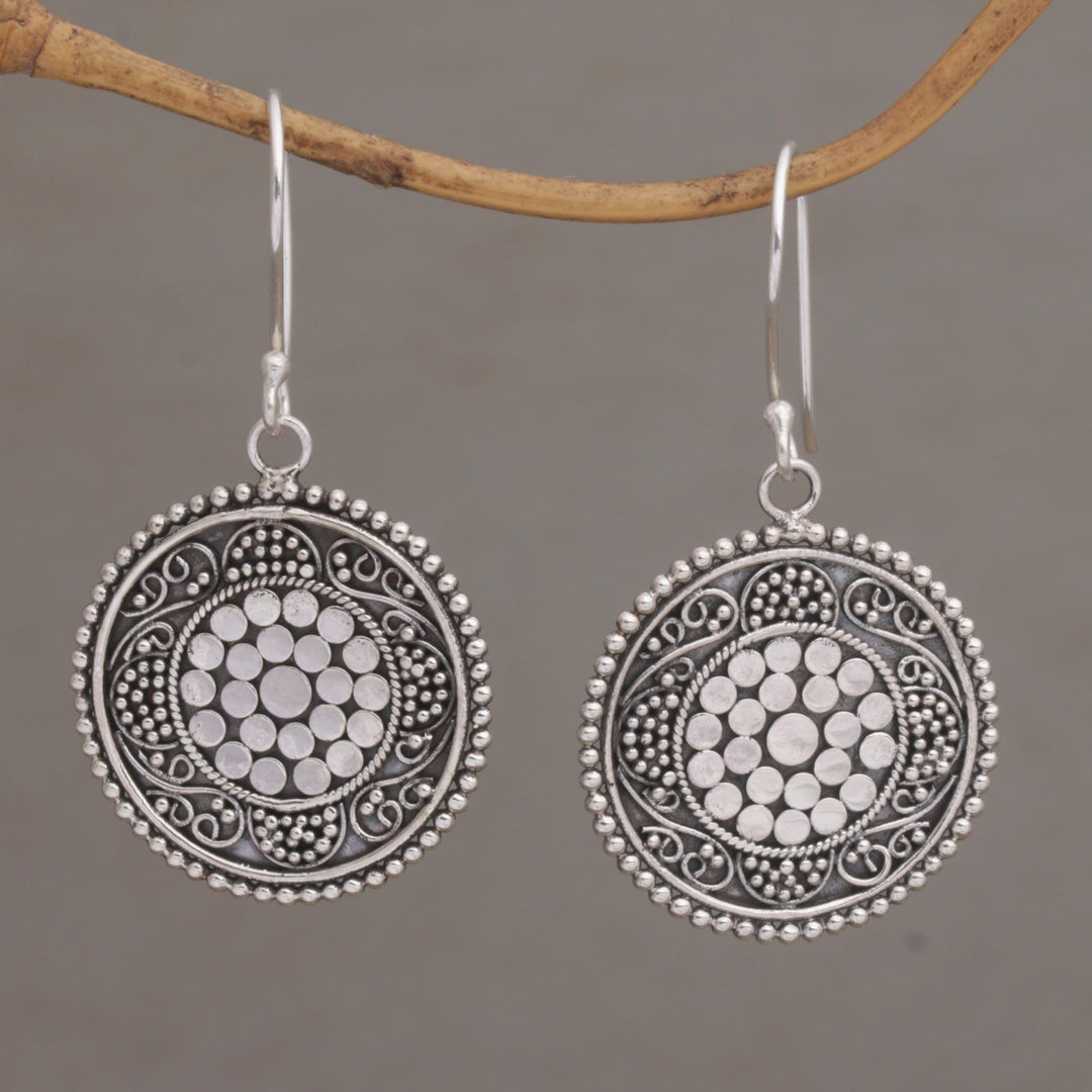Dot Motif Sterling Silver Dangle Earrings with Hooks - Dots Galore