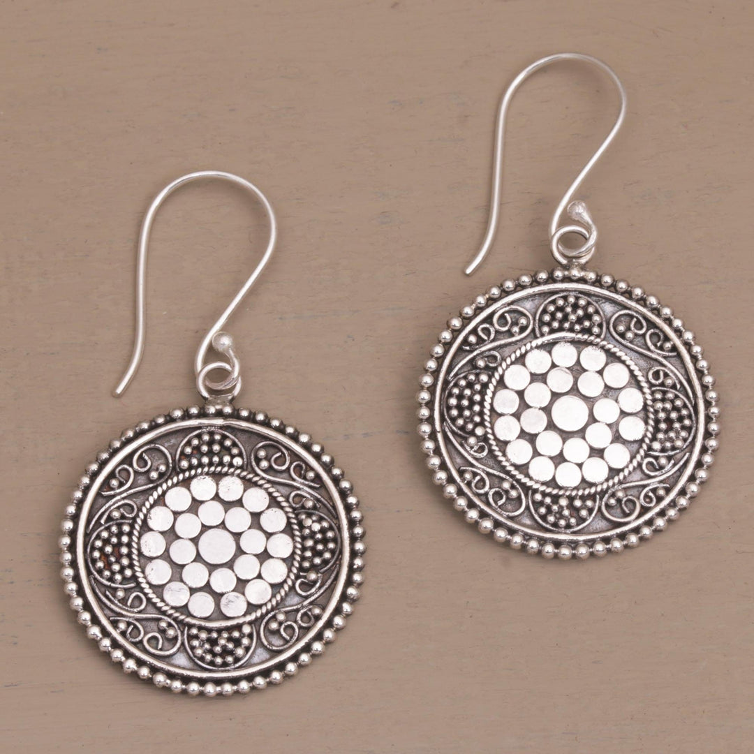 Dot Motif Sterling Silver Dangle Earrings with Hooks - Dots Galore
