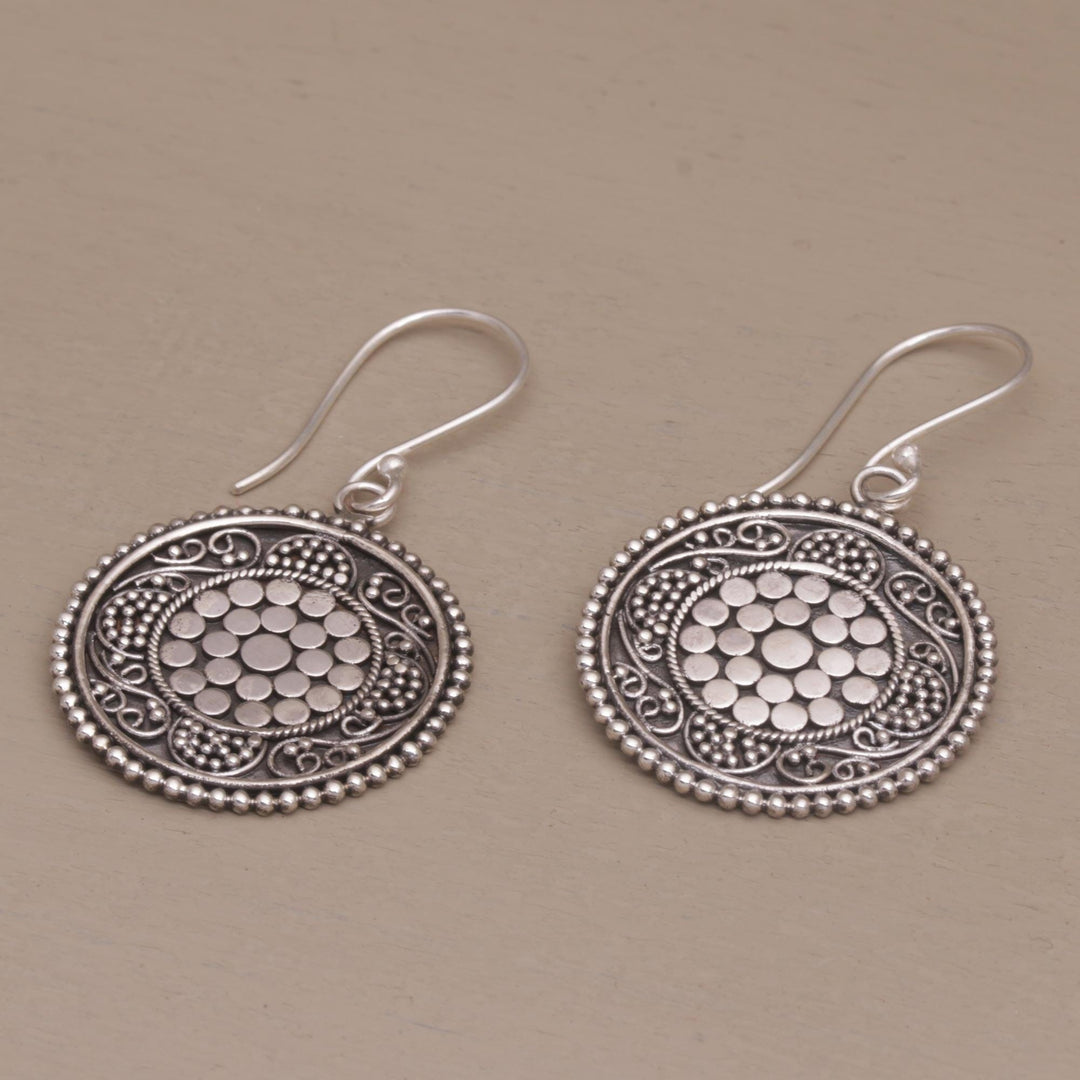 Dot Motif Sterling Silver Dangle Earrings with Hooks - Dots Galore