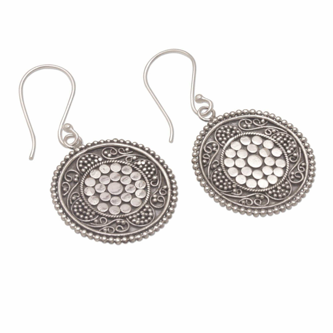 Dot Motif Sterling Silver Dangle Earrings with Hooks - Dots Galore