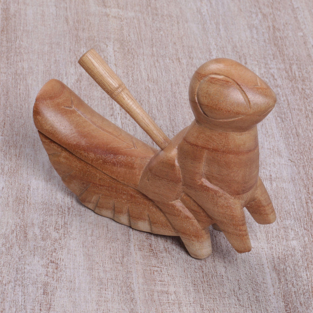 Hand Carved Cricket Suar Wood Percussion Instrument - Cricket Melody